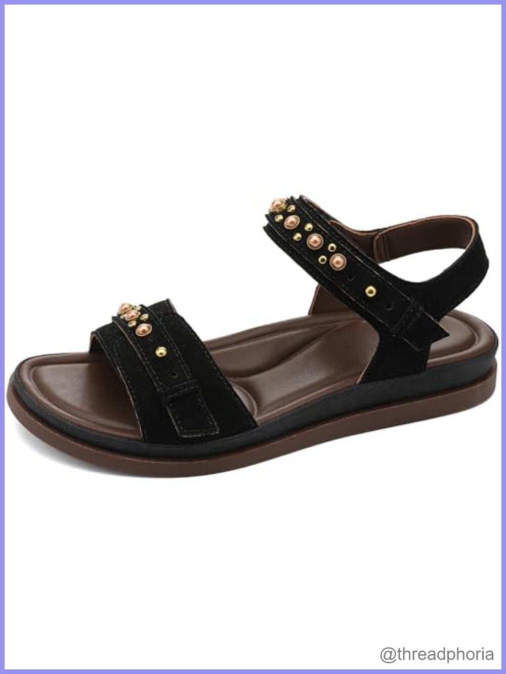 UBFEN Womens Flat Sandals with Adjustable Back Strap Arch Support
